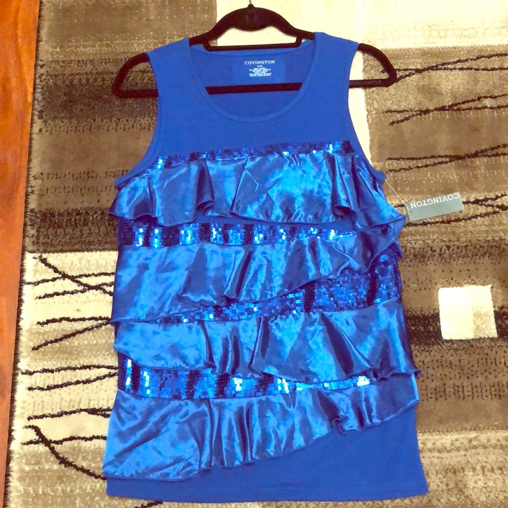 Beautiful knit royal blue sequin knit tank